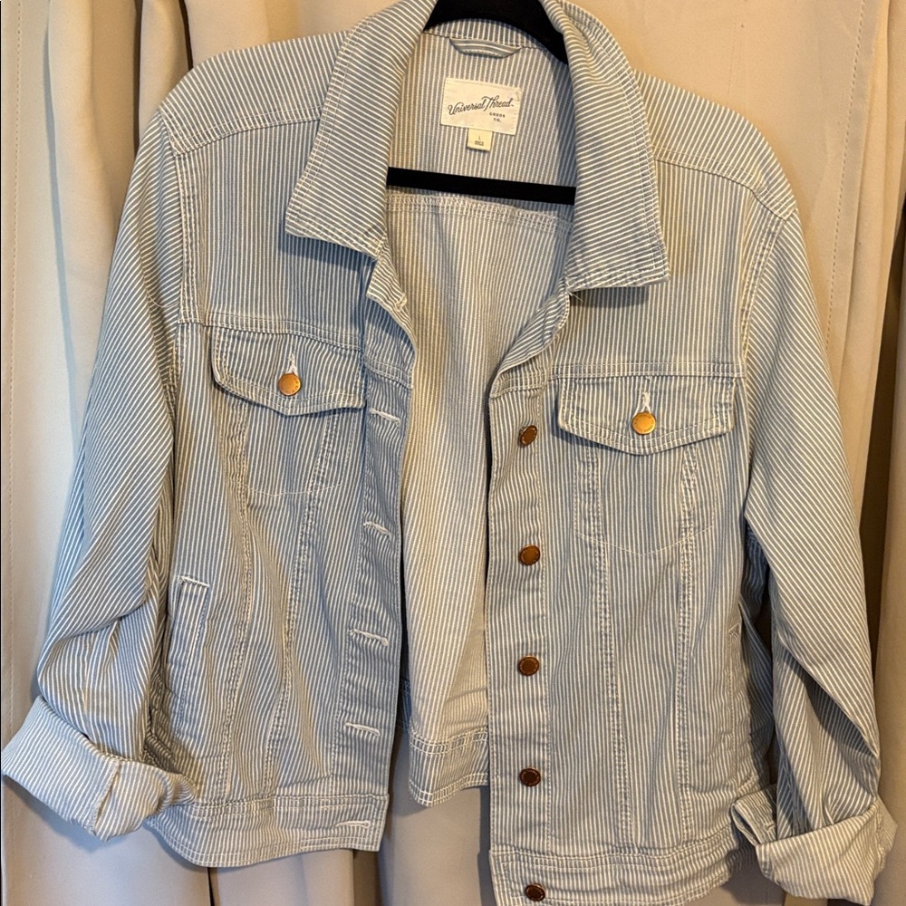 Universal Threads Striped Denim Jean Jacket Large